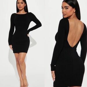 Fashion Nova Black Backless Dress